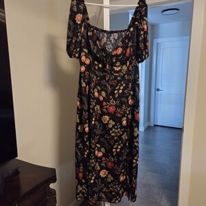 Cider Black Dress with Floral Design